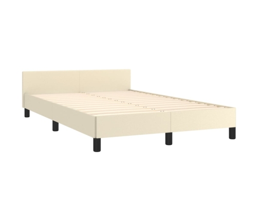 Estructura de cama con cabecero cuero sintético crema 120x200cm