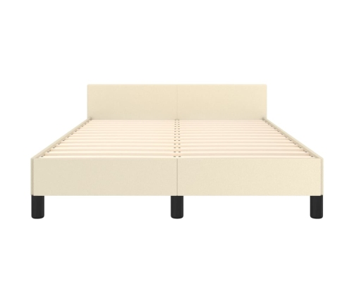 Estructura de cama con cabecero cuero sintético crema 120x200cm