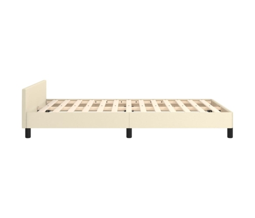 Estructura de cama con cabecero cuero sintético crema 120x200cm