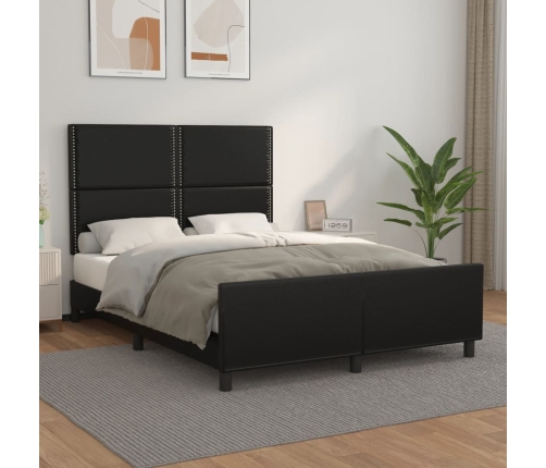 Estructura de cama sin colchón cuero sintético negro 140x190 cm