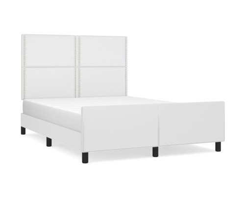 Estructura de cama sin colchón cuero sintético blanco 140x190cm