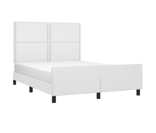 Estructura de cama sin colchón cuero sintético blanco 140x190cm