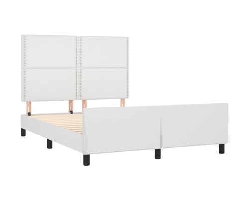 Estructura de cama sin colchón cuero sintético blanco 140x190cm