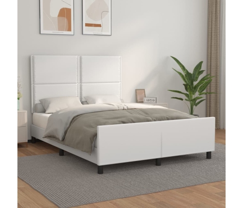 Estructura de cama sin colchón cuero sintético blanco 140x190cm