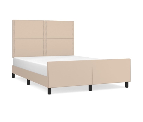 Estructura cama sin colchón cuero sintético capuchino 140x190cm