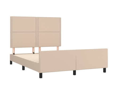 Estructura cama sin colchón cuero sintético capuchino 140x190cm