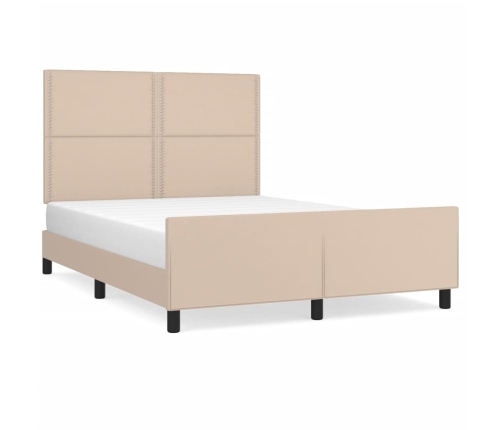 Estructura cama sin colchón cuero sintético capuchino 140x200cm