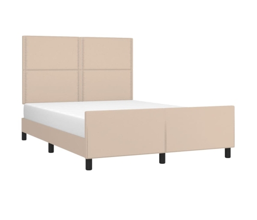 Estructura cama sin colchón cuero sintético capuchino 140x200cm