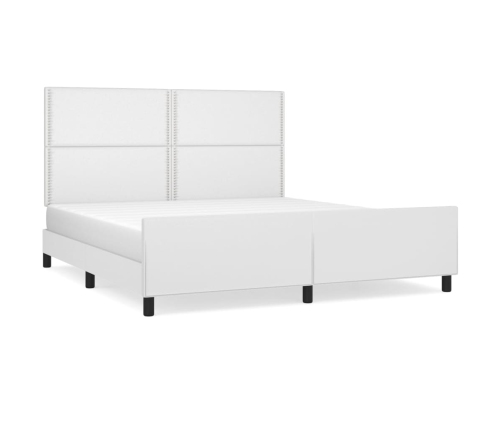 Estructura de cama sin colchón cuero sintético blanco 160x200cm