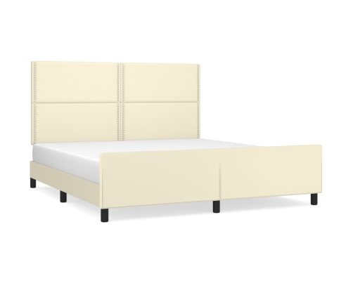 vidaXL Estructura de cama con cabecero cuero sintético crema 160x200cm