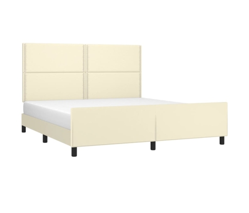 vidaXL Estructura de cama con cabecero cuero sintético crema 160x200cm