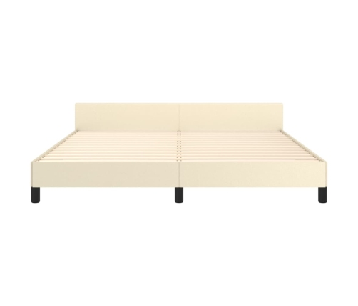 vidaXL Estructura de cama con cabecero cuero sintético crema 160x200cm