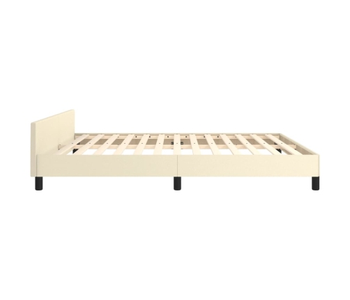 vidaXL Estructura de cama con cabecero cuero sintético crema 160x200cm