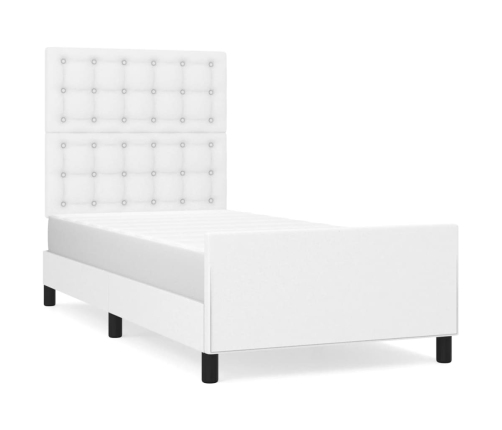 Estructura de cama sin colchón cuero sintético blanco 80x200 cm