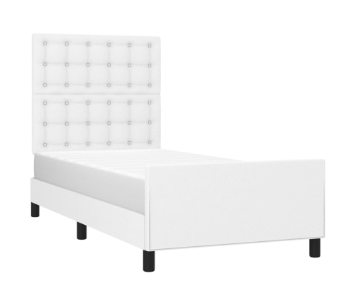 Estructura de cama sin colchón cuero sintético blanco 80x200 cm