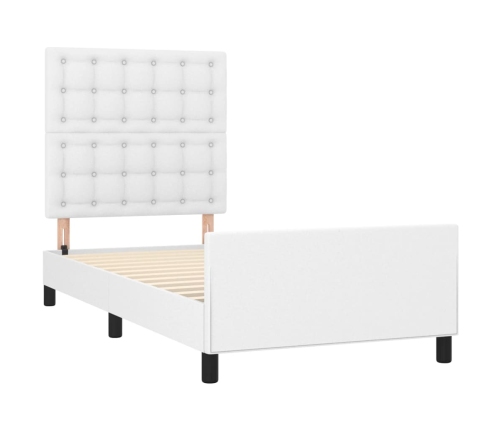 Estructura de cama sin colchón cuero sintético blanco 80x200 cm