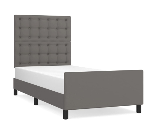 Estructura de cama sin colchón cuero sintético gris 80x200 cm