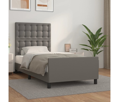 Estructura de cama sin colchón cuero sintético gris 80x200 cm