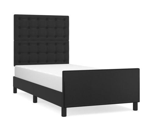 Estructura de cama sin colchón cuero sintético negro 90x190 cm