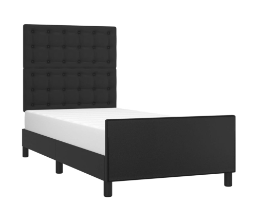 Estructura de cama sin colchón cuero sintético negro 90x190 cm