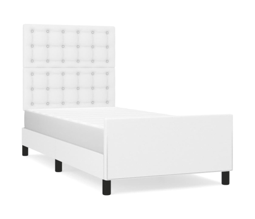 Estructura de cama sin colchón cuero sintético blanco 90x190 cm