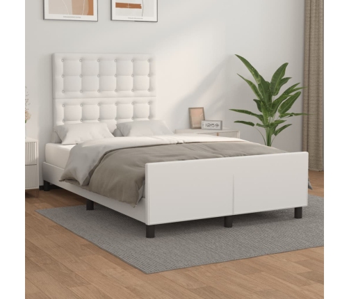 Estructura de cama sin colchón cuero sintético blanco 120x200cm