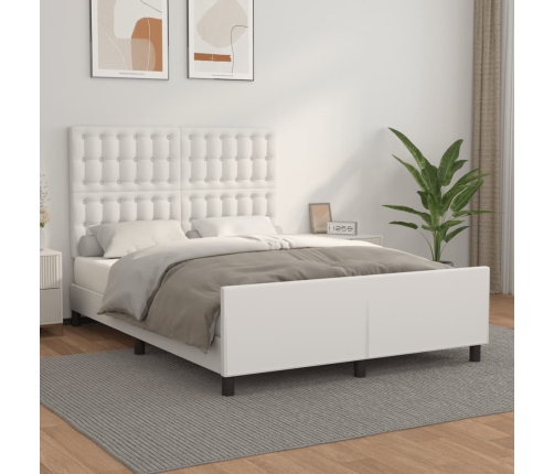 Estructura de cama sin colchón cuero sintético blanco 140x190cm