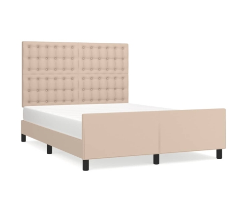 Estructura cama sin colchón cuero sintético capuchino 140x190cm