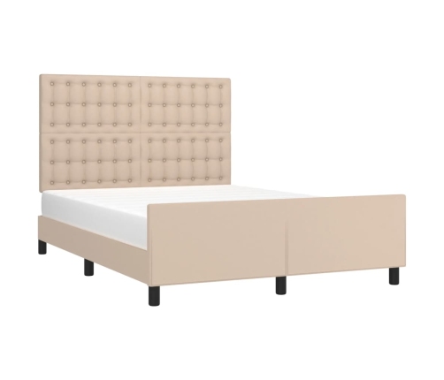 Estructura cama sin colchón cuero sintético capuchino 140x190cm