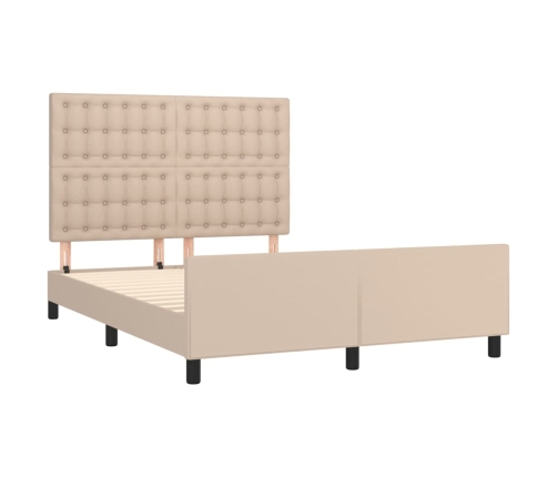 Estructura cama sin colchón cuero sintético capuchino 140x190cm