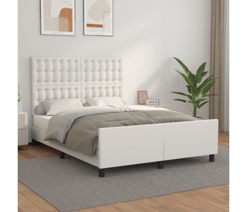 Estructura de cama sin colchón cuero sintético blanco 140x200cm