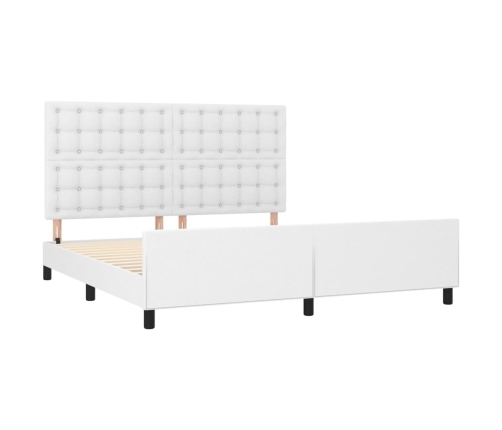 vidaXL Estructura de cama cabecero cuero sintético blanco 160x200 cm