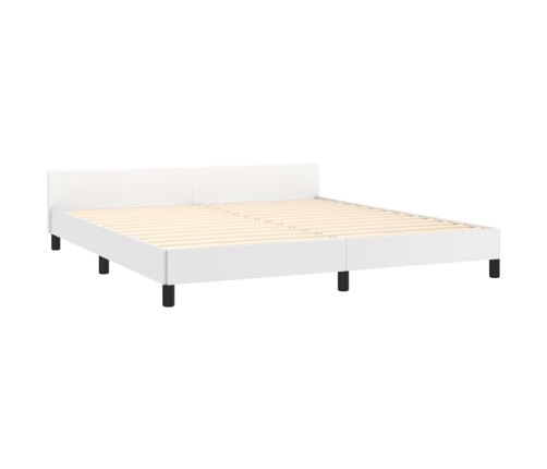 vidaXL Estructura de cama cabecero cuero sintético blanco 160x200 cm