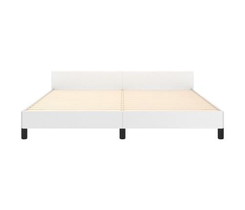 vidaXL Estructura de cama cabecero cuero sintético blanco 160x200 cm