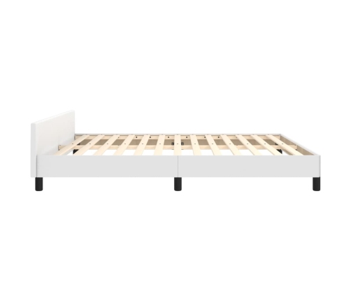 vidaXL Estructura de cama cabecero cuero sintético blanco 160x200 cm