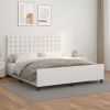 vidaXL Estructura de cama cabecero cuero sintético blanco 160x200 cm