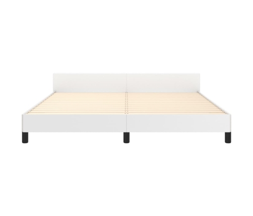 Estructura de cama cabecero cuero sintético blanco 180x200 cm