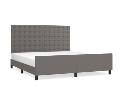 vidaXL Estructura de cama con cabecero cuero sintético gris 180x200cm