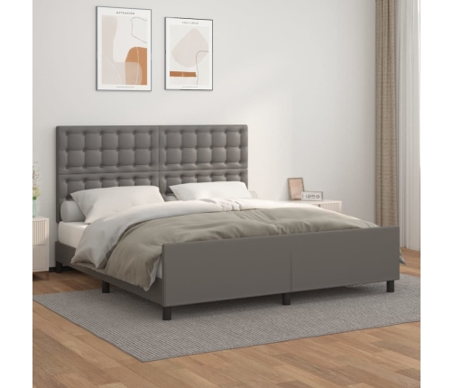 vidaXL Estructura de cama con cabecero cuero sintético gris 180x200cm