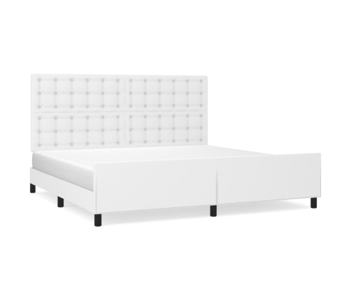 Estructura de cama sin colchón cuero sintético blanco 200x200cm