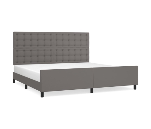 vidaXL Estructura de cama con cabecero cuero sintético gris 200x200 cm