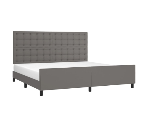 vidaXL Estructura de cama con cabecero cuero sintético gris 200x200 cm