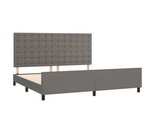 vidaXL Estructura de cama con cabecero cuero sintético gris 200x200 cm