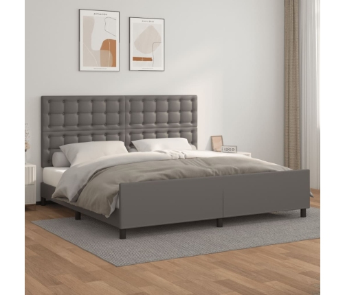 vidaXL Estructura de cama con cabecero cuero sintético gris 200x200 cm