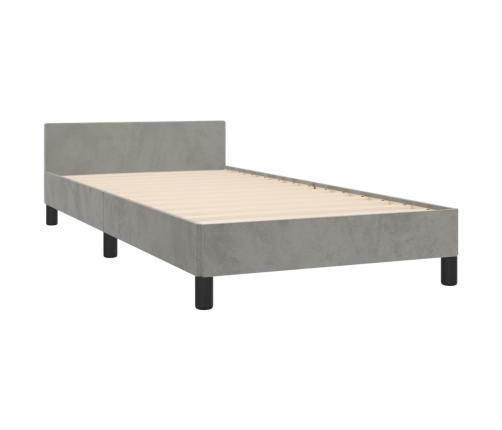 Estructura de cama sin colchón terciopelo gris claro 90x190 cm