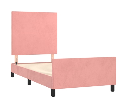 Estructura de cama sin colchón terciopelo rosa 90x190 cm