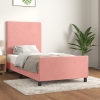 Estructura de cama sin colchón terciopelo rosa 90x190 cm