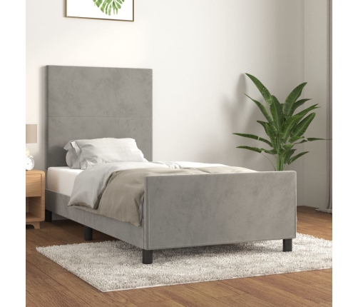 Estructura de cama sin colchón terciopelo gris claro 90x200 cm