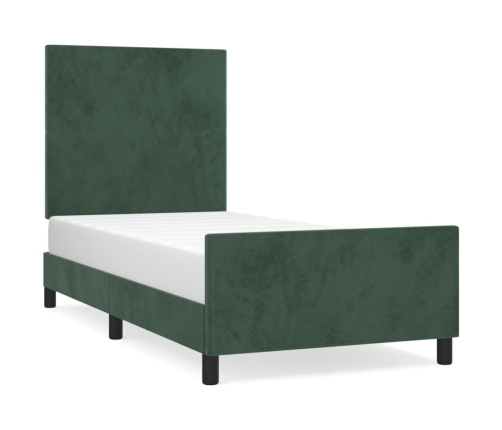 Estructura de cama sin colchón terciopelo verde oscuro 90x200cm