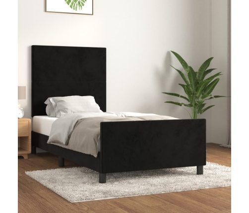 Estructura de cama sin colchón terciopelo negro 100x200 cm